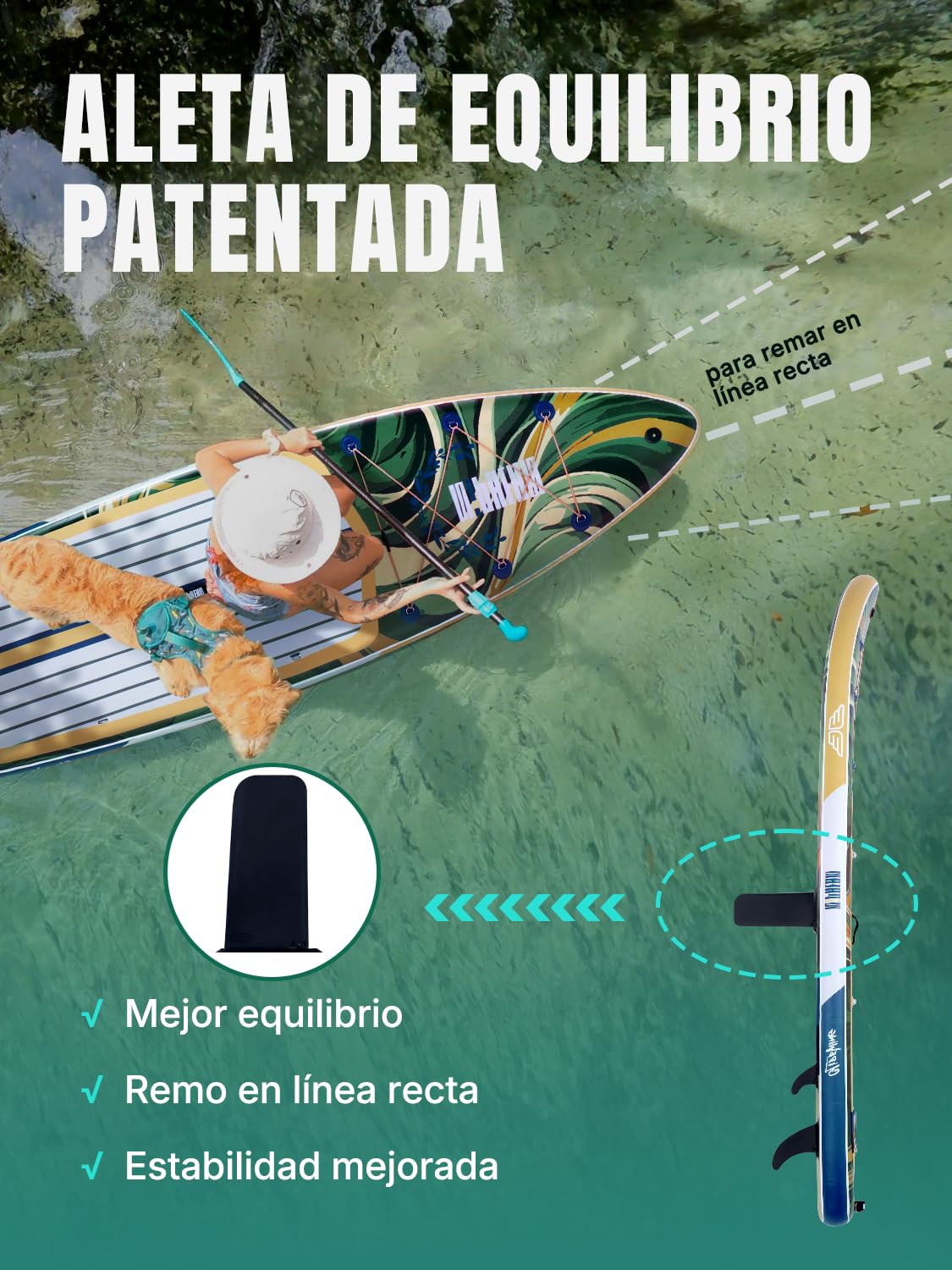 Niphean (Extra Grande) Tabla Paddle Surf Hinchable para 2+1 Personas/Familia, Paddle Surf con (Apto para Principiantes) Aleta Equilibrada, Funda Waterproof, Sup Board para Adultos, Regalo