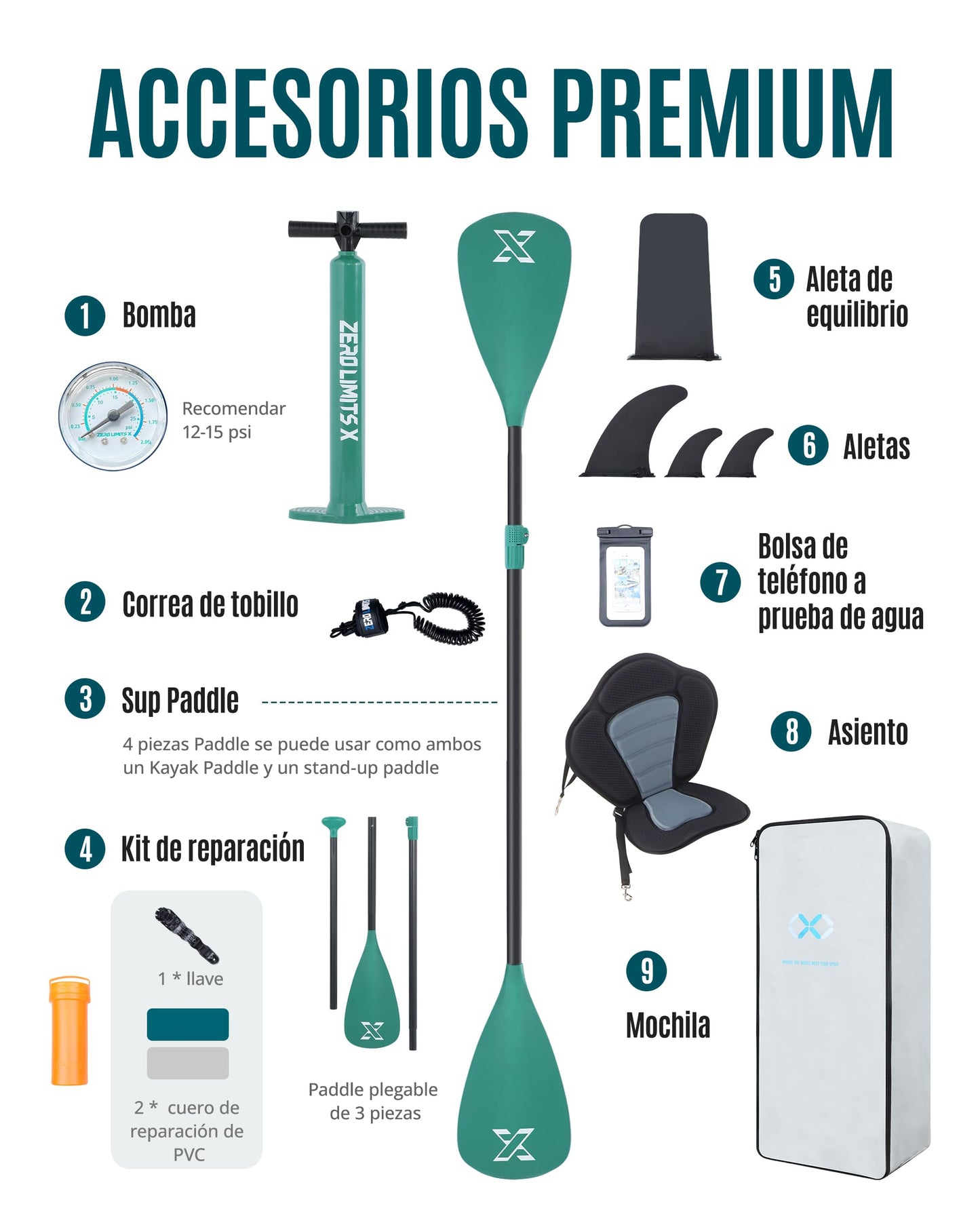 ZLX Tabla Paddle Surf Hinchable para Adultos con Remo Ajustable/Bomba/Mochila/Correa/Bolsa Impermeable, Aleta de Equilibrio patentada, 11'6 x 35 cm Stand up Paddle Board con Capacidad de 200 kg