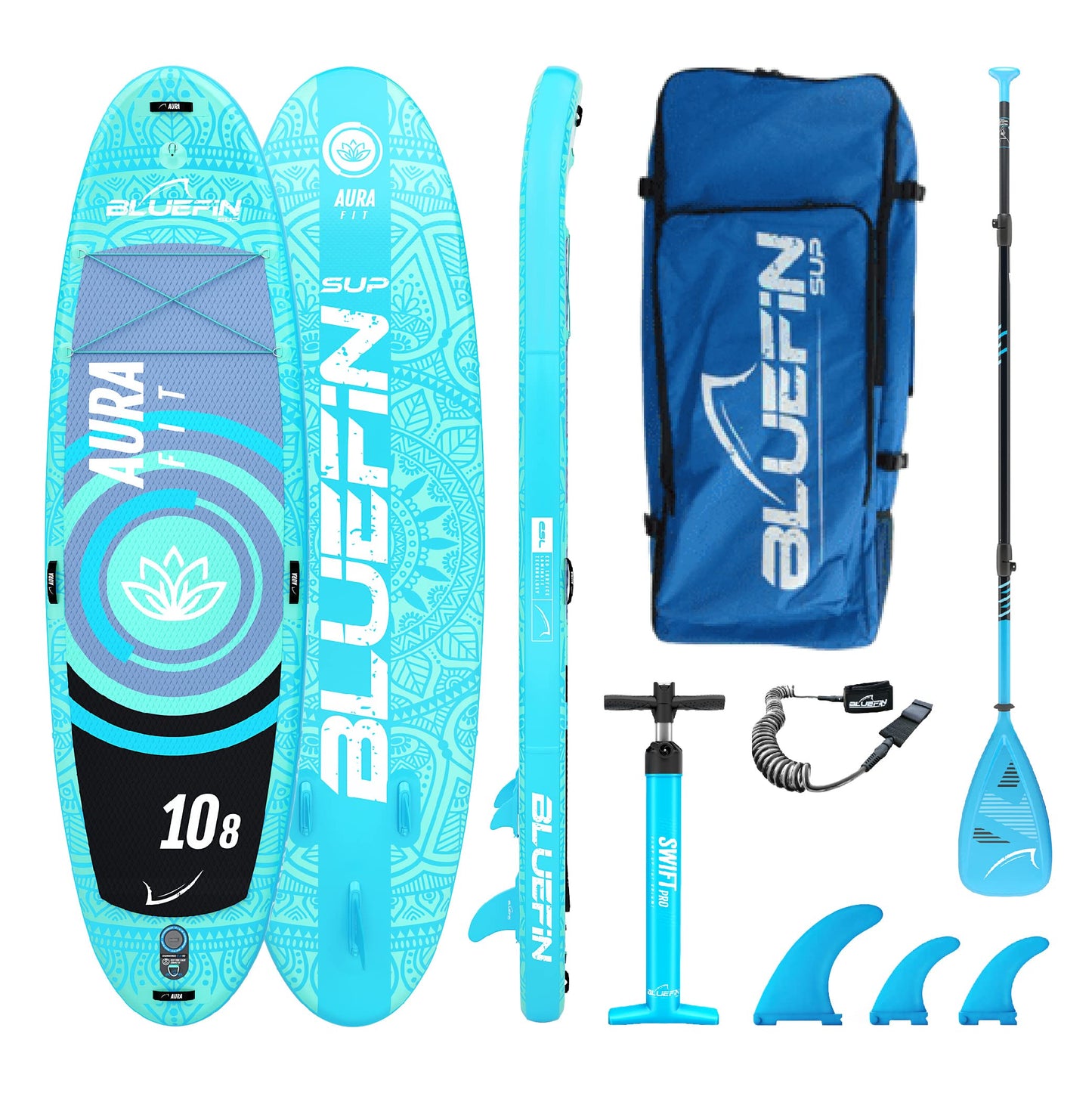 Bluefin Sup Unisex 10′8″ Aura FIT Stand Up Paddle Board Kit Sup, Azul, 10 pies