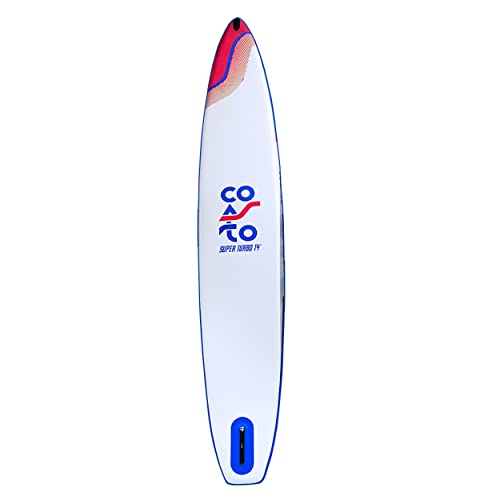 Coasto Super Turbo Tabla Sup, Adultos Unisex, Azul/Blanco/Rojo, 14'