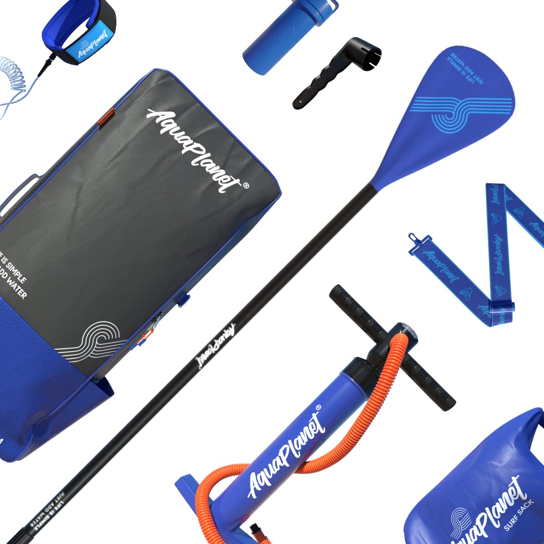 Aquaplanet Pace Kit Completo para Sup (Tabla de 3,2 x 76 cm x 15 cm). con Bomba de Aire, Pala, Mochila, Correa para la Pierna, Bolsa de Surf Impermeable, Correa para el Hombro y más