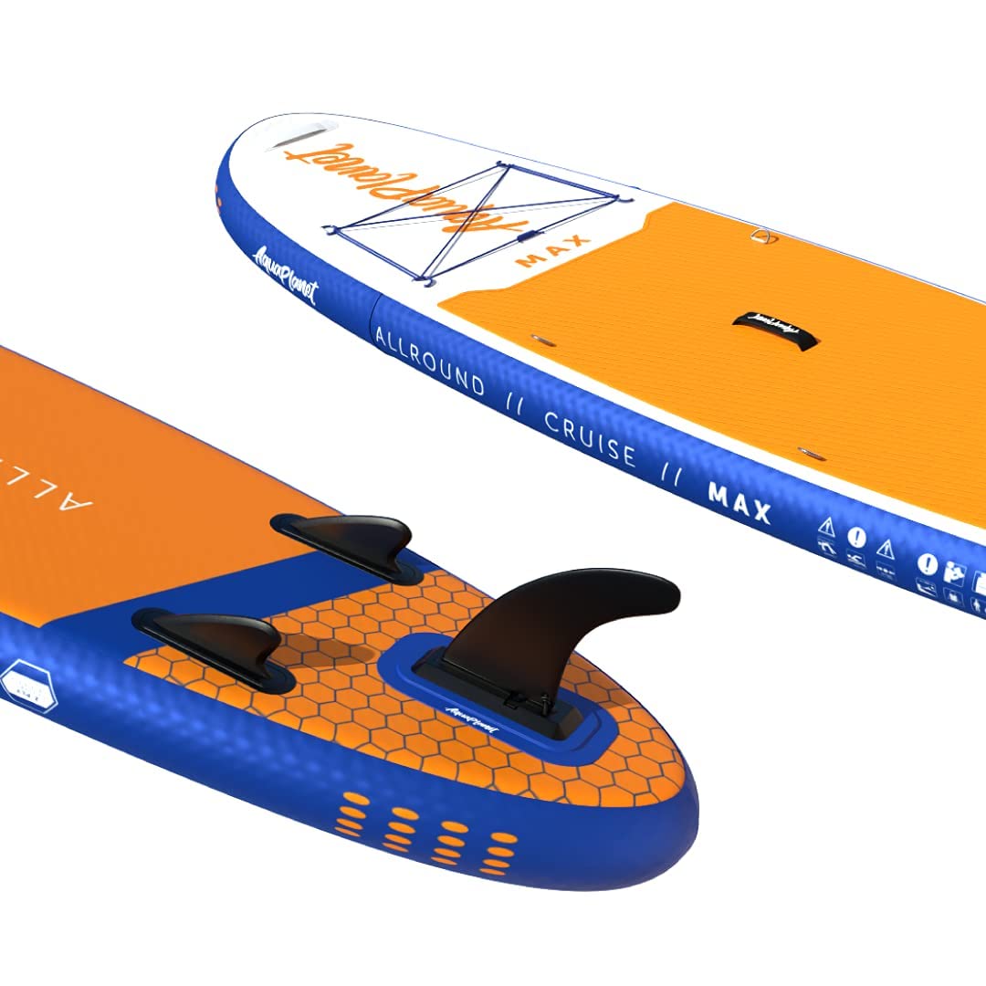 Aquaplanet MAX Kit Completo para Sup (Tabla de 3,2 x 76 cm x 15 cm). con Bomba de Aire, Pala, Mochila, Correa para la Pierna, Bolsa de Surf Impermeable, Correa para el Hombro y más