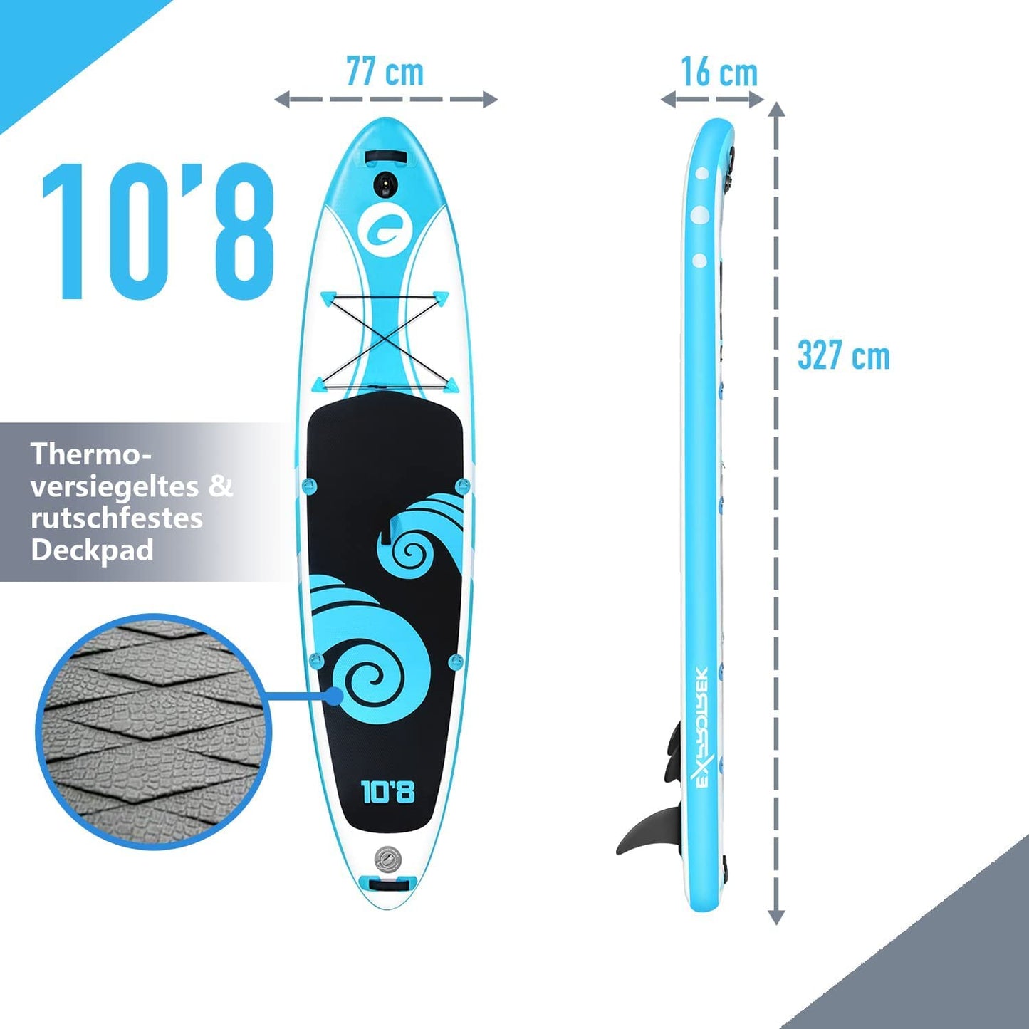 Tabla para Paddle Surf de Exprotrek, Tabla para Sup Inflable, Set de Tabla para Sup, 8 Pulgadas de Espesor,Cuenta con Remo de Aluminio y Todos los Accesorios necesarios (150 KG MÁX)