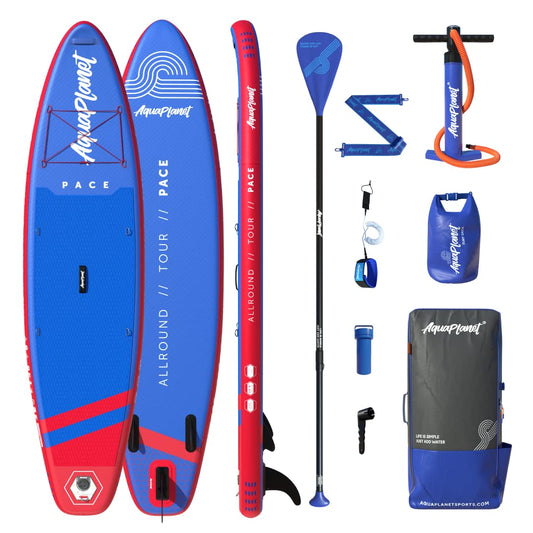 Aquaplanet Pace Kit Completo para Sup (Tabla de 3,2 x 76 cm x 15 cm). con Bomba de Aire, Pala, Mochila, Correa para la Pierna, Bolsa de Surf Impermeable, Correa para el Hombro y más