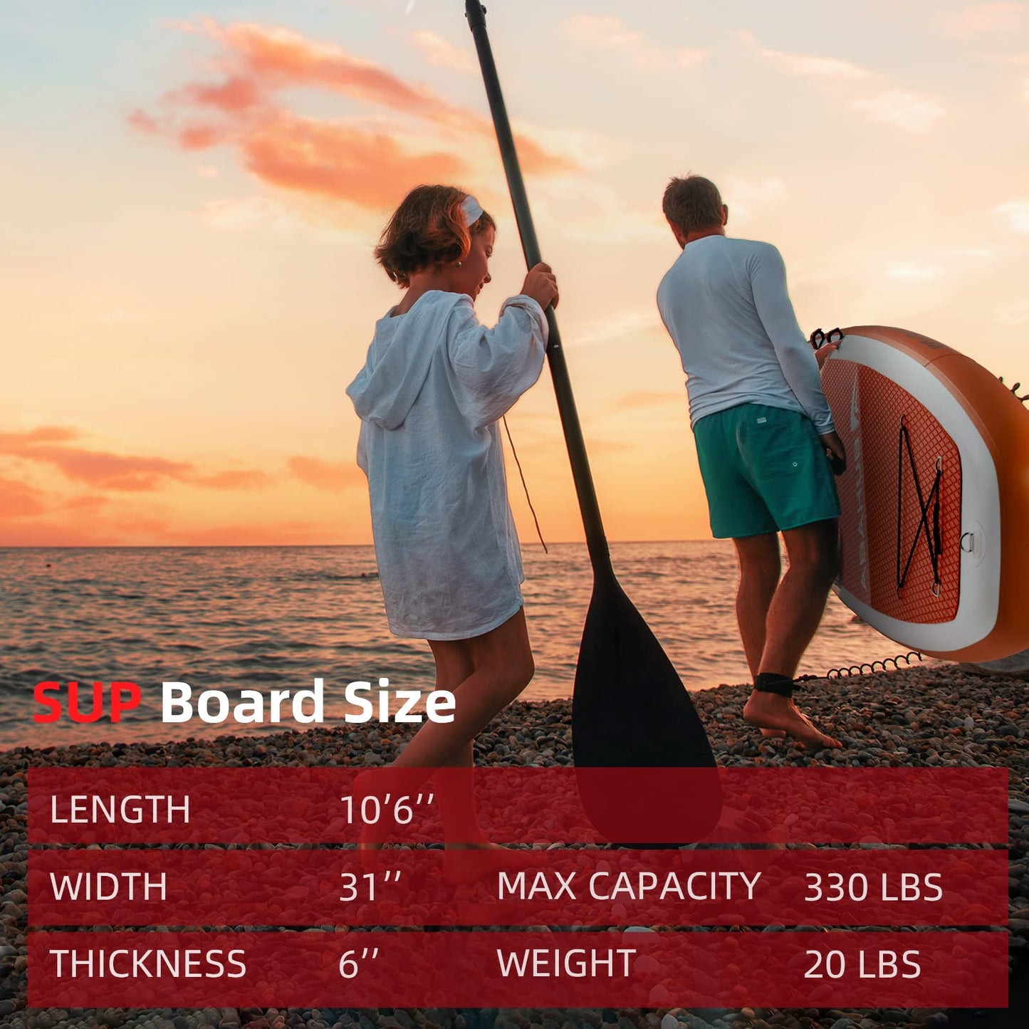 Abahub Tabla de Sup Hinchable, 320x78x15cm Juego de Tabla de Stand Up Paddle, Azul/Verde/Naranja con Remo de Aluminio Ajustable, Asiento de Kayak, para Kayak, Canoa, Pesca (Naranja)