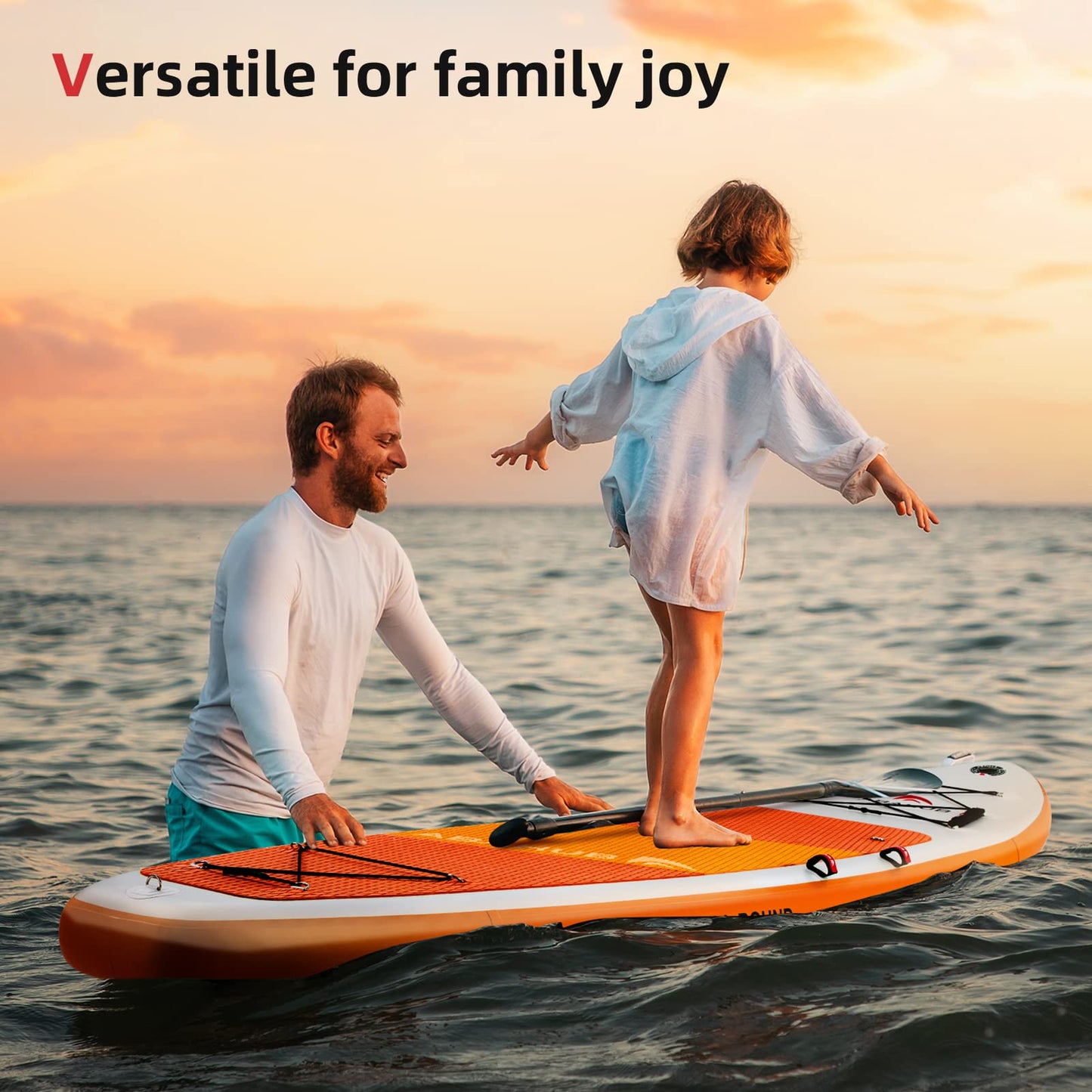 Abahub Tabla de Sup Hinchable, 320x78x15cm Juego de Tabla de Stand Up Paddle, Azul/Verde/Naranja con Remo de Aluminio Ajustable, Asiento de Kayak, para Kayak, Canoa, Pesca (Naranja)