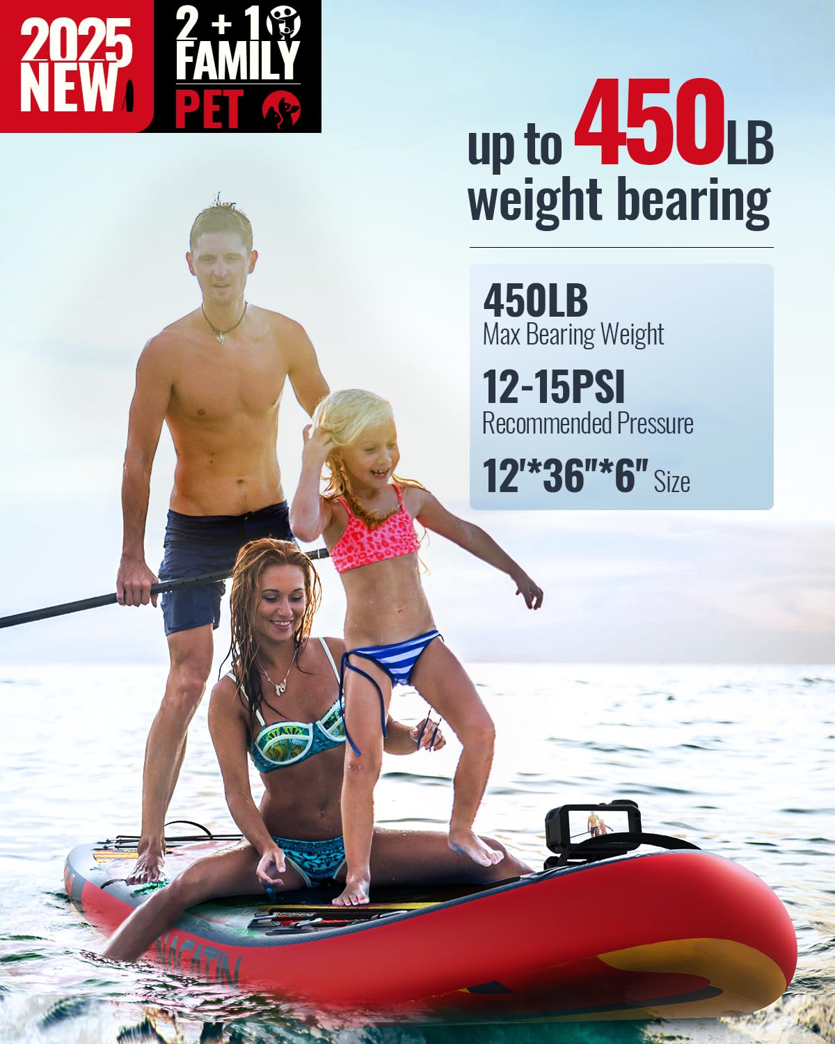Tabla de paddle para la familia, tabla de remo hinchable de 12 pulgadas con kit de conversión de kayak, kit completo de surf para adultos, con remo individual o doble, asiento de kayak y otros