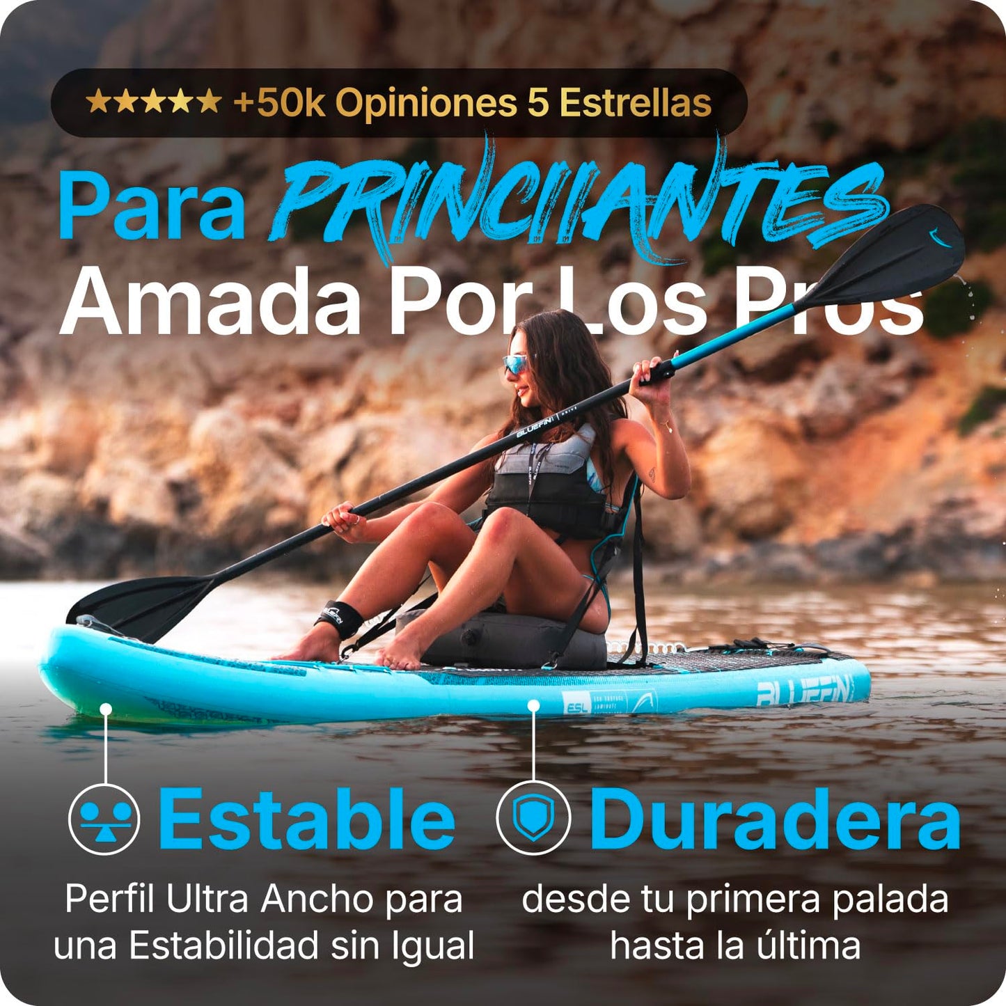 Bluefin Cruise Paddle Board Hinchable de 10’8 Azul | Pack y Accesorios Sup Premium | Alfombrilla Antideslizante y Ligera |Paddleboard All-Round de 6’ de Grosor|Tabla de Paddle para Adultos y Jóvenes
