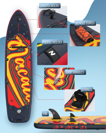 Tabla de paddle para la familia, tabla de remo hinchable de 12 pulgadas con kit de conversión de kayak, kit completo de surf para adultos, con remo individual o doble, asiento de kayak y otros