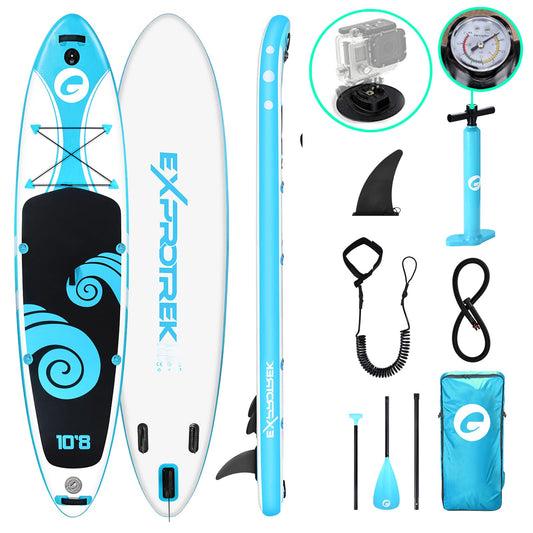 Tabla para Paddle Surf de Exprotrek, Tabla para Sup Inflable, Set de Tabla para Sup, 8 Pulgadas de Espesor,Cuenta con Remo de Aluminio y Todos los Accesorios necesarios (150 KG MÁX)