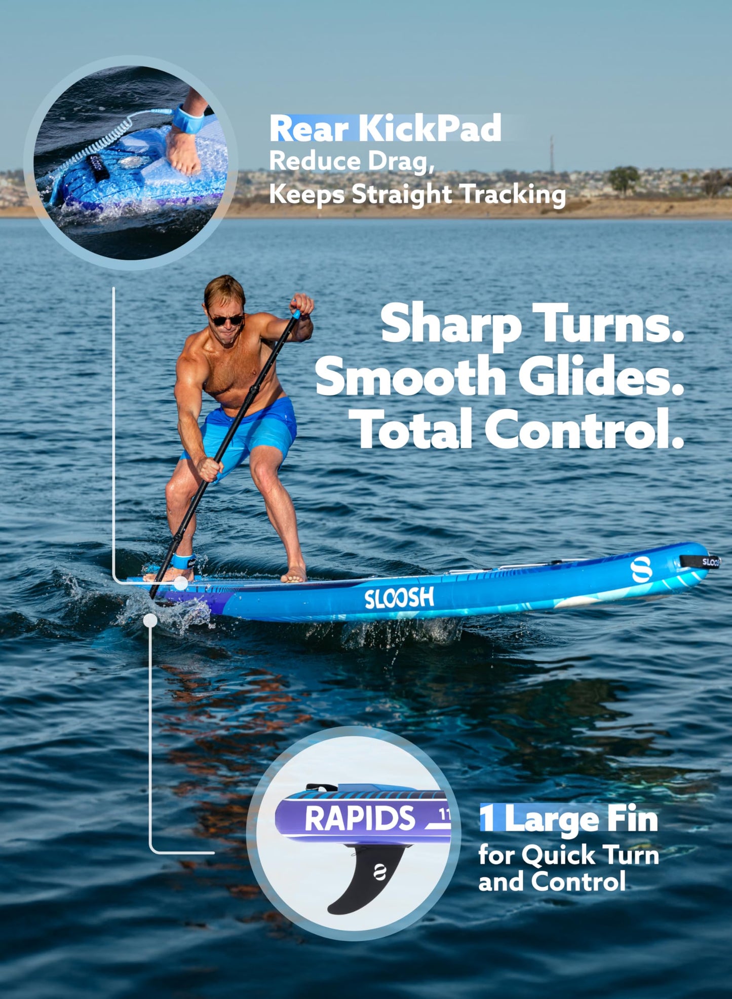 SLOOSH Tabla de Paddle Surf Hinchable, 11'6" Stand-Up Paddle con Accesorios Premium, Cubierta de EVA Antideslizante, Bolsa de Transporte con Bomba, Rapids Sup para Jóvenes & Adultos, Deriva Ártica