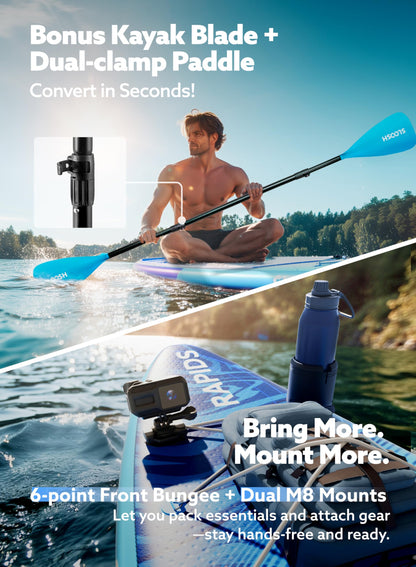 SLOOSH Tabla de Paddle Surf Hinchable, 11'6" Stand-Up Paddle con Accesorios Premium, Cubierta de EVA Antideslizante, Bolsa de Transporte con Bomba, Rapids Sup para Jóvenes & Adultos, Deriva Ártica