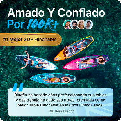 Bluefin Cruise Paddle Board Hinchable de 10’8 Azul | Pack y Accesorios Sup Premium | Alfombrilla Antideslizante y Ligera |Paddleboard All-Round de 6’ de Grosor|Tabla de Paddle para Adultos y Jóvenes