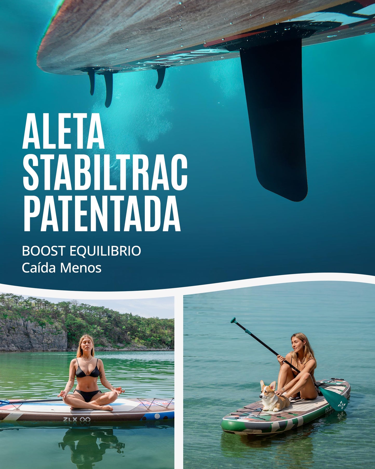 ZLX Tabla Paddle Surf Hinchable para Adultos con Remo Ajustable/Bomba/Mochila/Correa/Bolsa Impermeable, Aleta de Equilibrio patentada, 11'6 x 35 cm Stand up Paddle Board con Capacidad de 200 kg