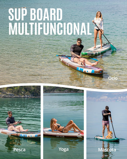 ZLX Tabla Paddle Surf Hinchable para Adultos con Remo Ajustable/Bomba/Mochila/Correa/Bolsa Impermeable, Aleta de Equilibrio patentada, 11'6 x 35 cm Stand up Paddle Board con Capacidad de 200 kg