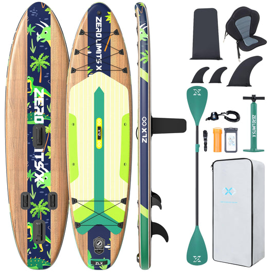 ZLX Tabla Paddle Surf Hinchable para Adultos con Remo Ajustable/Bomba/Mochila/Correa/Bolsa Impermeable, Aleta de Equilibrio patentada, 11'6 x 35 cm Stand up Paddle Board con Capacidad de 200 kg