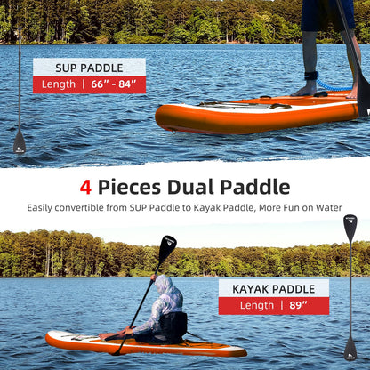 Abahub Tabla de Sup Hinchable, 320x78x15cm Juego de Tabla de Stand Up Paddle, Azul/Verde/Naranja con Remo de Aluminio Ajustable, Asiento de Kayak, para Kayak, Canoa, Pesca (Naranja)